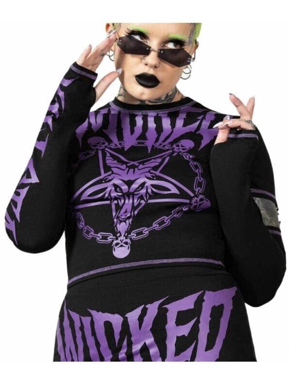 Killstar Charnel Top Purple & Black Detachable Sleeves Women's Sz 3XL NEW